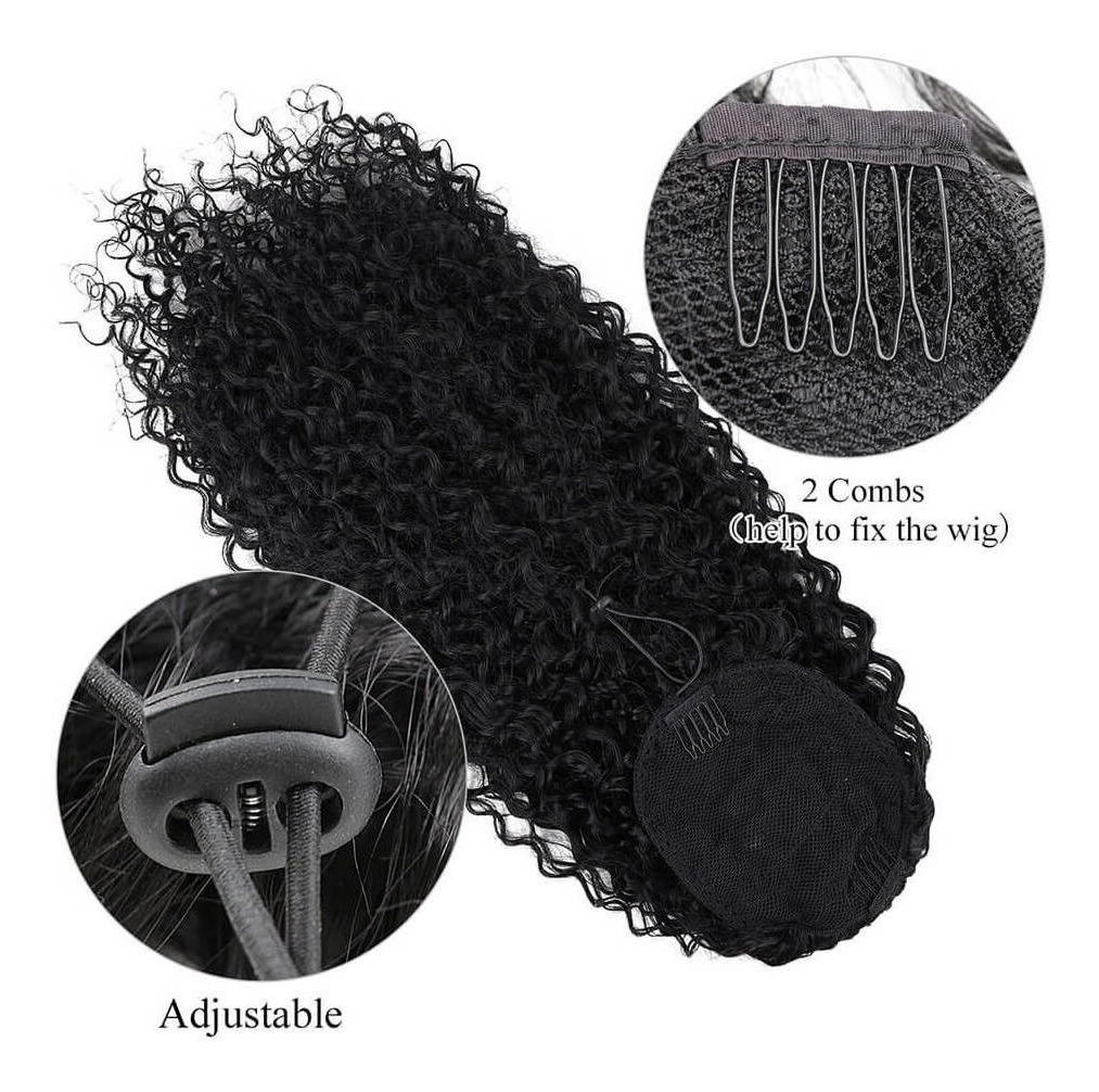 60cm Peruca Longa Cacheada De Cabeça Africana Wig - Imagem 3