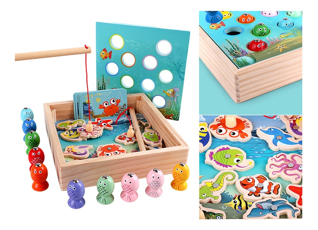 Brinquedo De Madeira Para Jogos De Pesca Brinquedos - Imagem 8