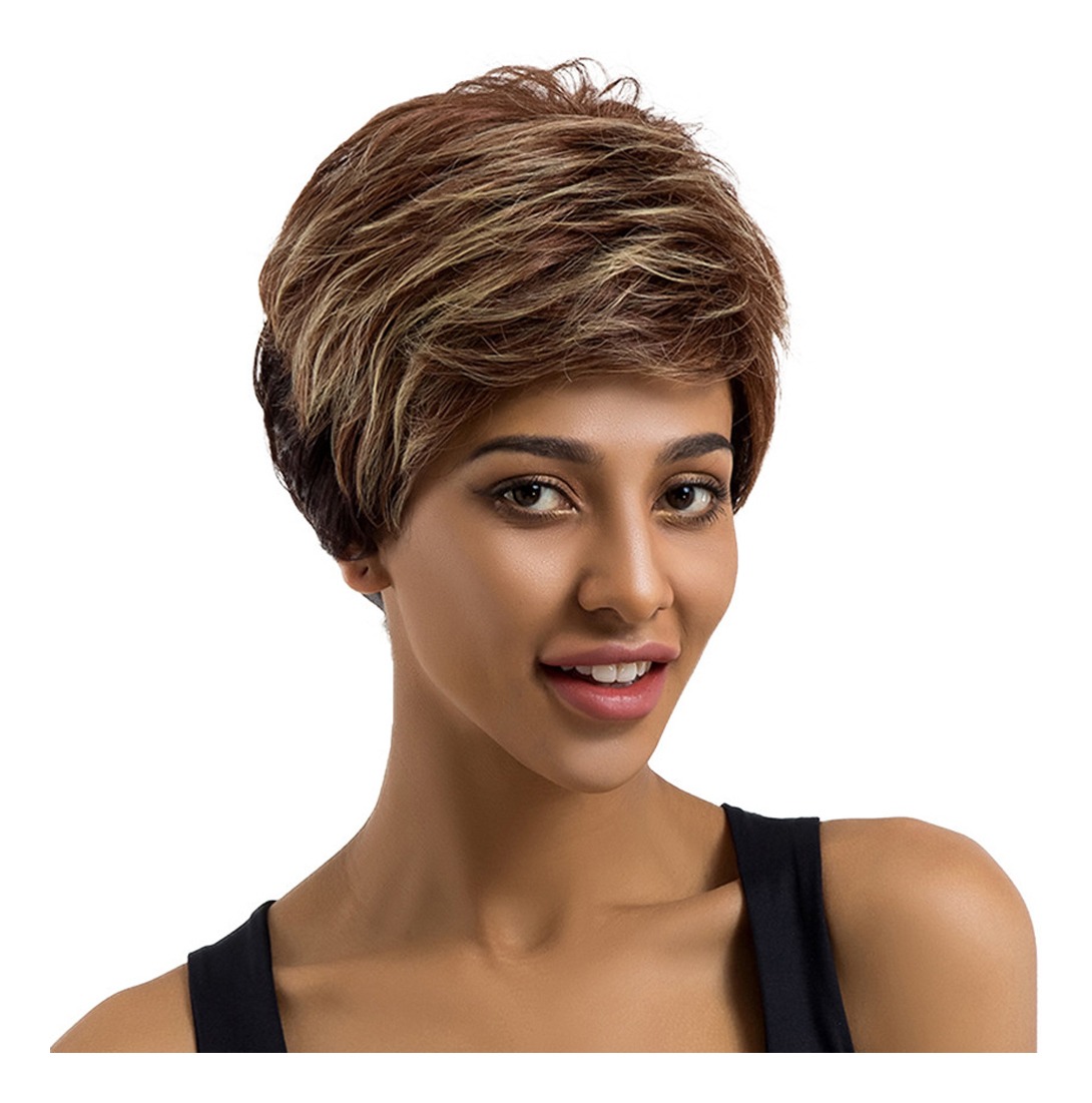 Brown Blend Peruca De Franja Apliques Ondulados Para - Imagem 7
