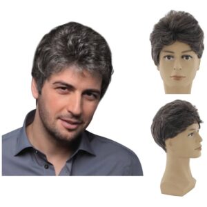 Peruca Curta Sintética Marrom Masculina