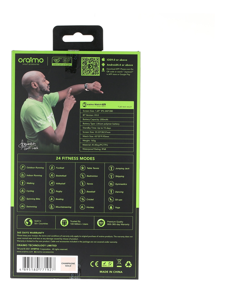 Osw-16p Oraimo 1.69 Ips Tela Ip68 Impermeável 24 Esportes - Imagem 27