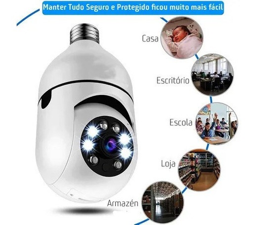 Câmera Lampada Espia Câmera Intelbras Câmera Wifi Externa - Imagem 5