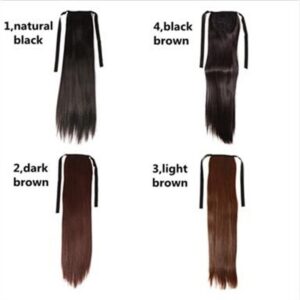 A Peruca Tinha Cabelo Liso Longo Com Um Rabo De Cavalo De 55