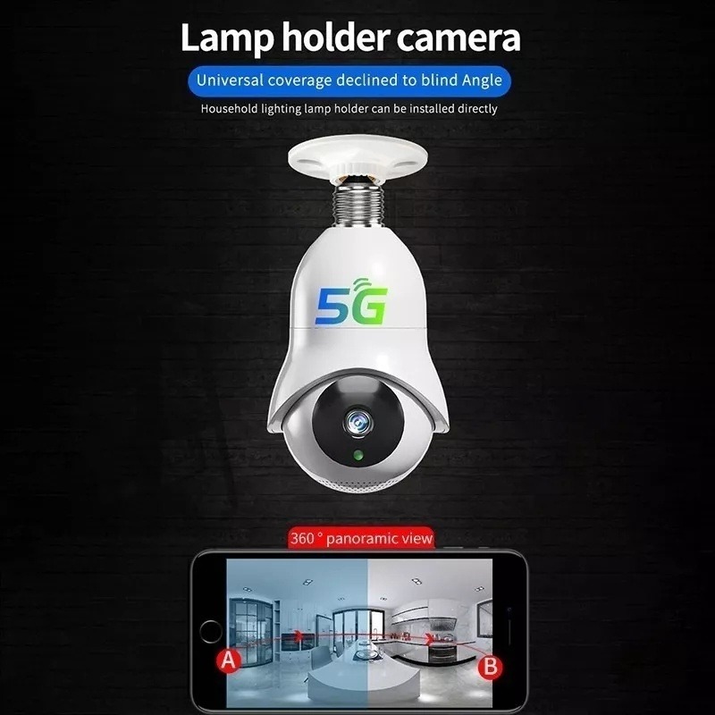 Câmeras De Segurança Lâmpada Wifi Visão Noturna1080p 5gnice - Imagem 4