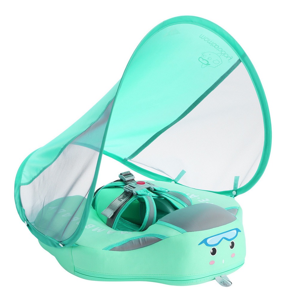 Bóia De Bebê Não Inflável Com Dossel Infantil Swimming Green