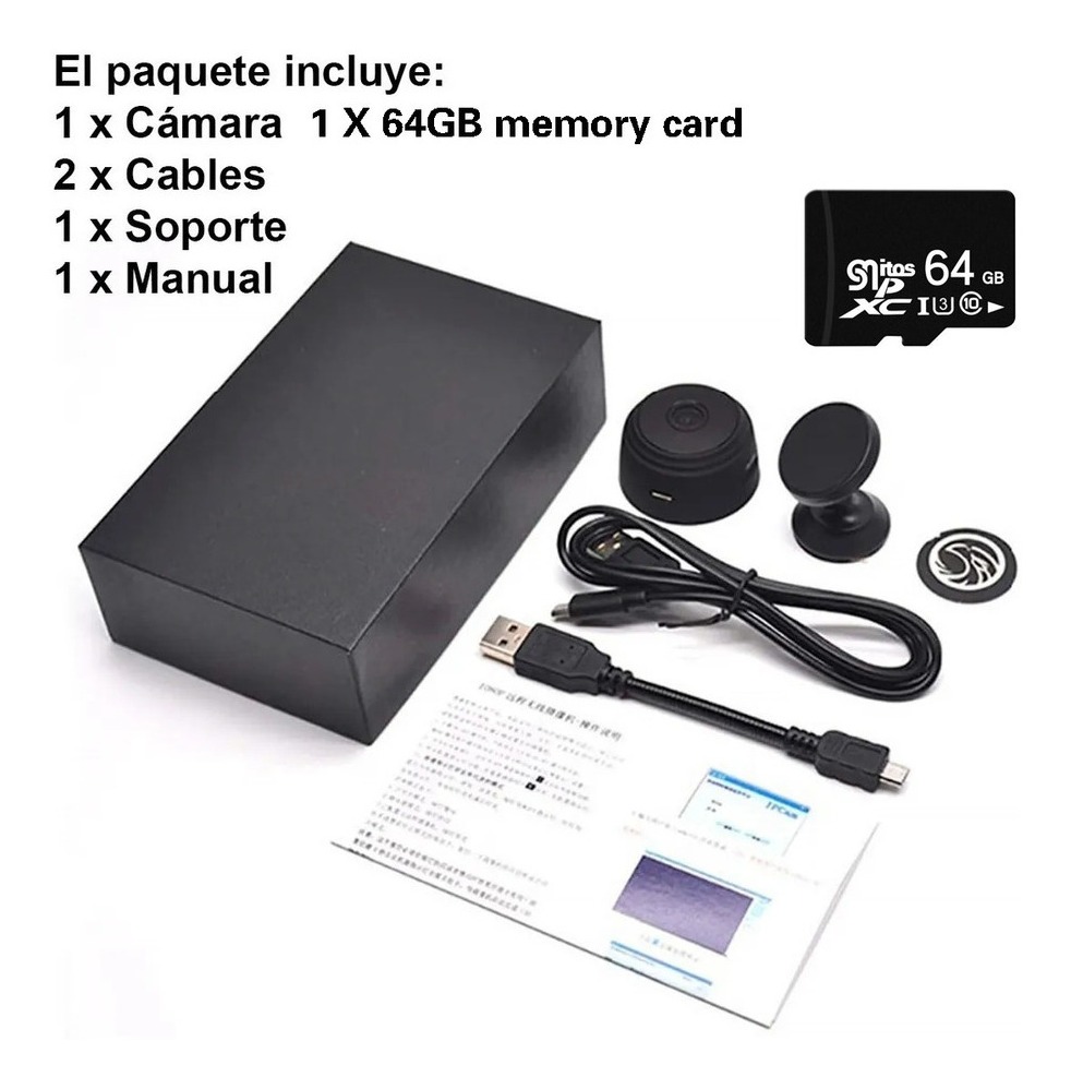 Mini Ip Câmera Wifi Conexão 1080p Infravermelho+cartão De Me - Imagem 3