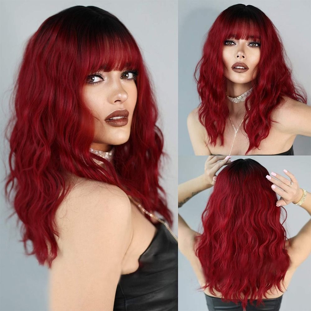 Perucas Vermelhas Para Mulheres Peruca Ondulada Wigfashion S - Imagem 7
