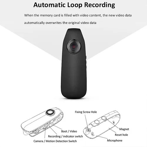 Wearable Hd 1080p 130 Graus Mini Camcorder Motion Cam - Imagem 4