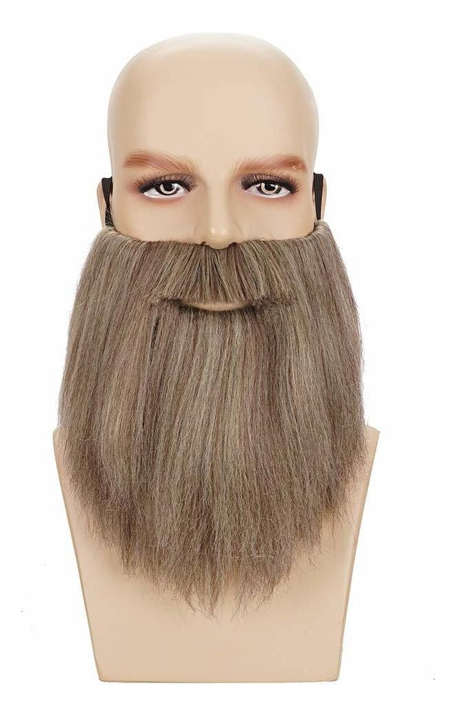 Peruca De Barba Dourada Longa Encaracolada Masculina Cosplay - Imagem 5