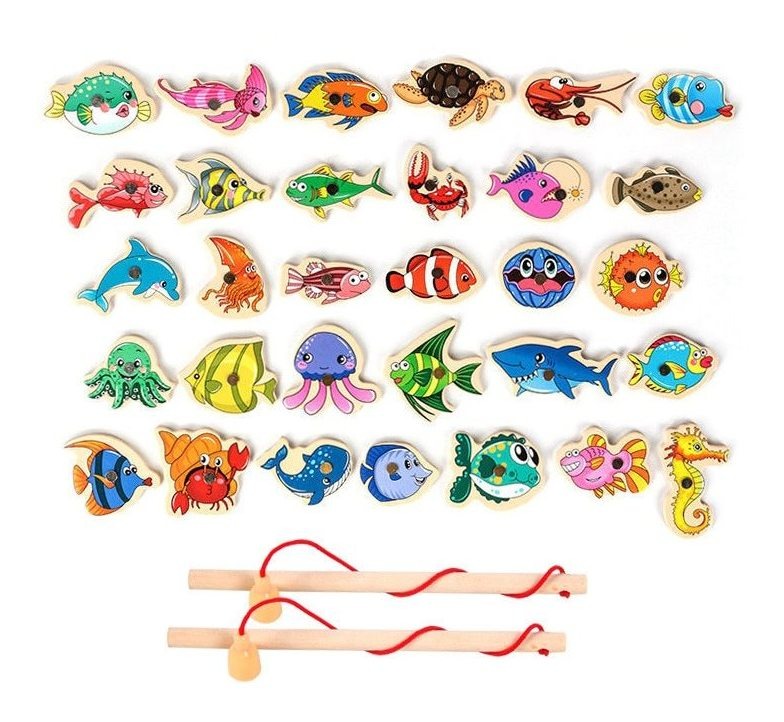 Jogo Pesca Divertida De Madeira Com 31pcs Imã Toy - Imagem 2