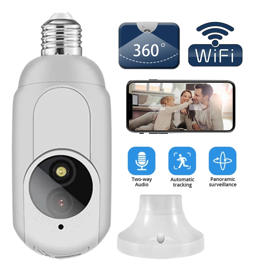 Câmera De Lâmpada Wifi E27 Câmera De Visão Noturna Colorida