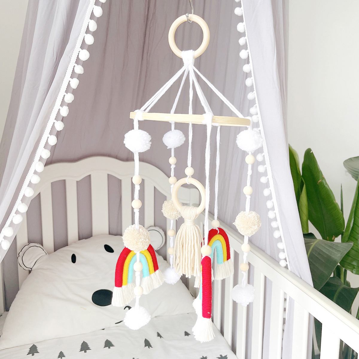 Cama De Bebê Móvel De Madeira Rainbow Mobile Baby Wind Chime - Imagem 26