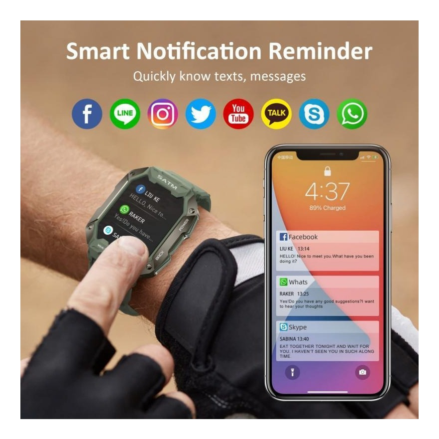 Smartwatch Militar C20 Anti-choque À Prova D'água 50m - Imagem 8