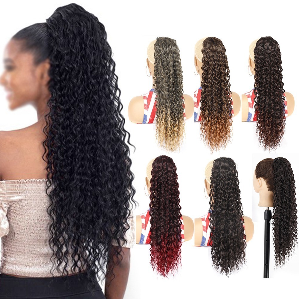 60cm Peruca Longa Cacheada De Cabeça Africana Wig - Imagem 4