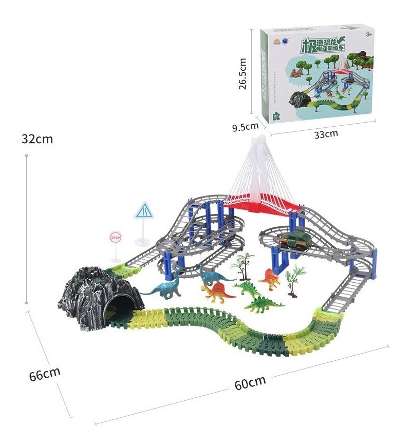 Pista De Carrinhos De Brinquedo Infantil Dinossauro 167p - Imagem 6