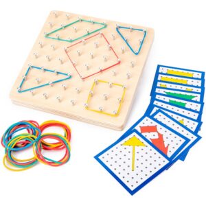Geoboard De Madeira Com Bandas De Borracha E Cartões 8 * 8