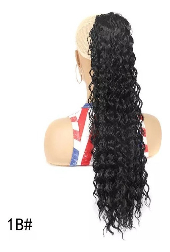 Peruca De Cabelo Humano Natural Cacheado Rabo De Cavalo