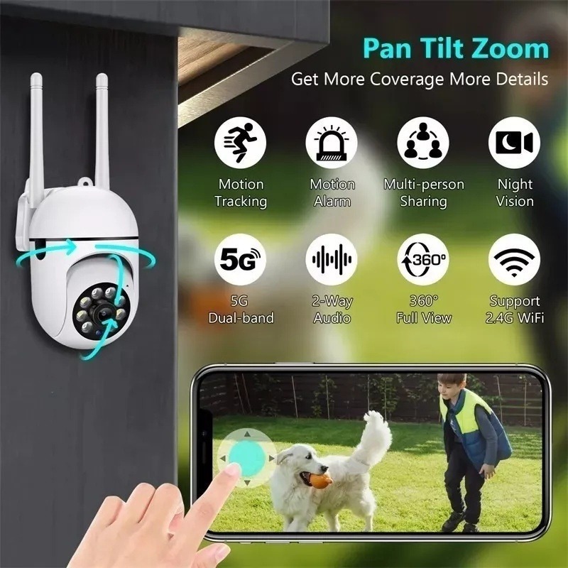5g Read1080p Câmera Externa Wifi Ip Ptz Infravermelho 360º - Imagem 4