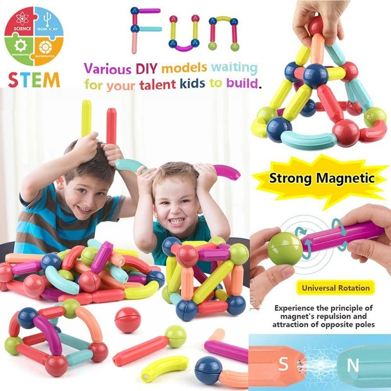20pcs Magnetic Stick Building Blocks Jogo Ímãs Conjunto - Imagem 3
