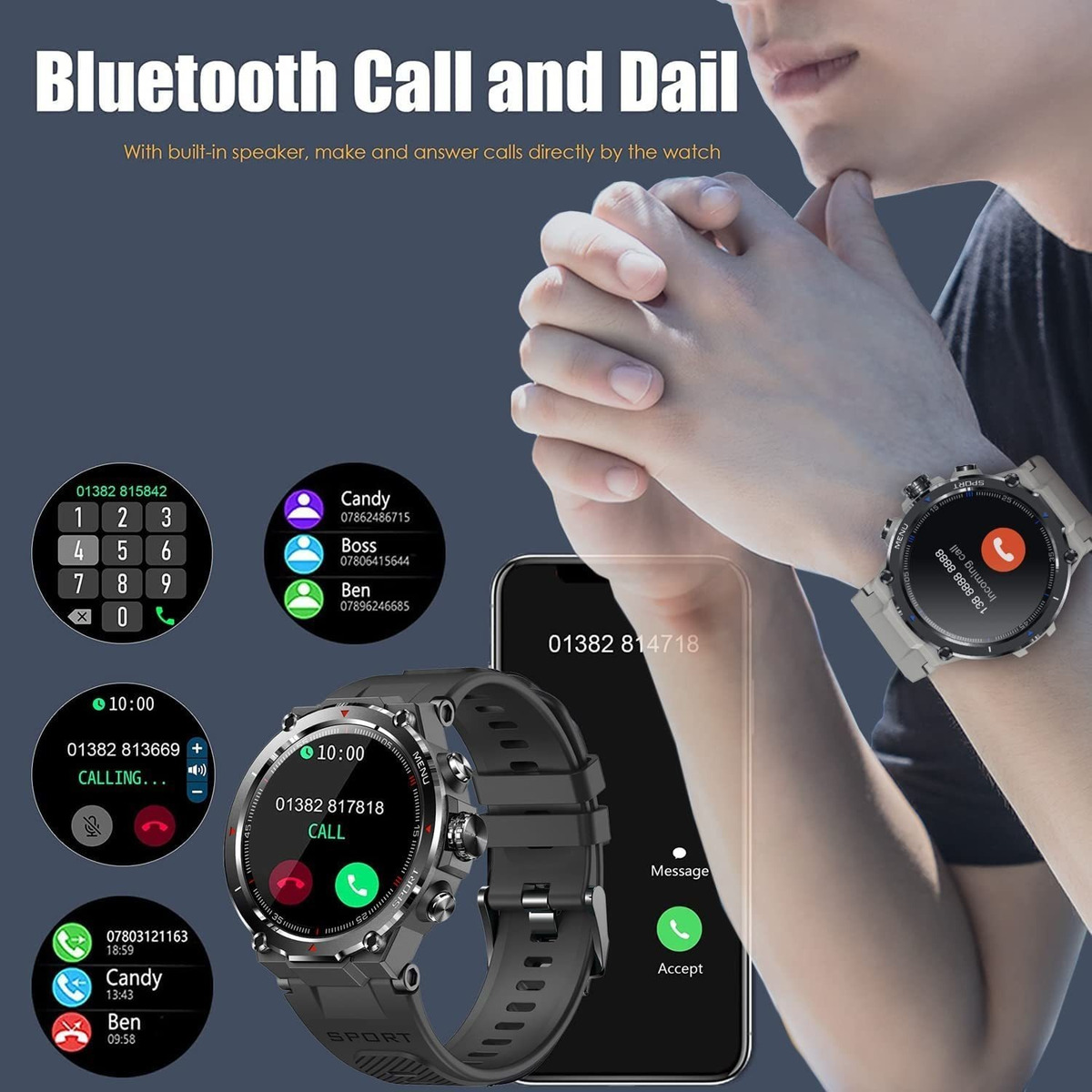 Rastreador De Fitness Smart Watch Para Homens (atender/fazer - Imagem 3