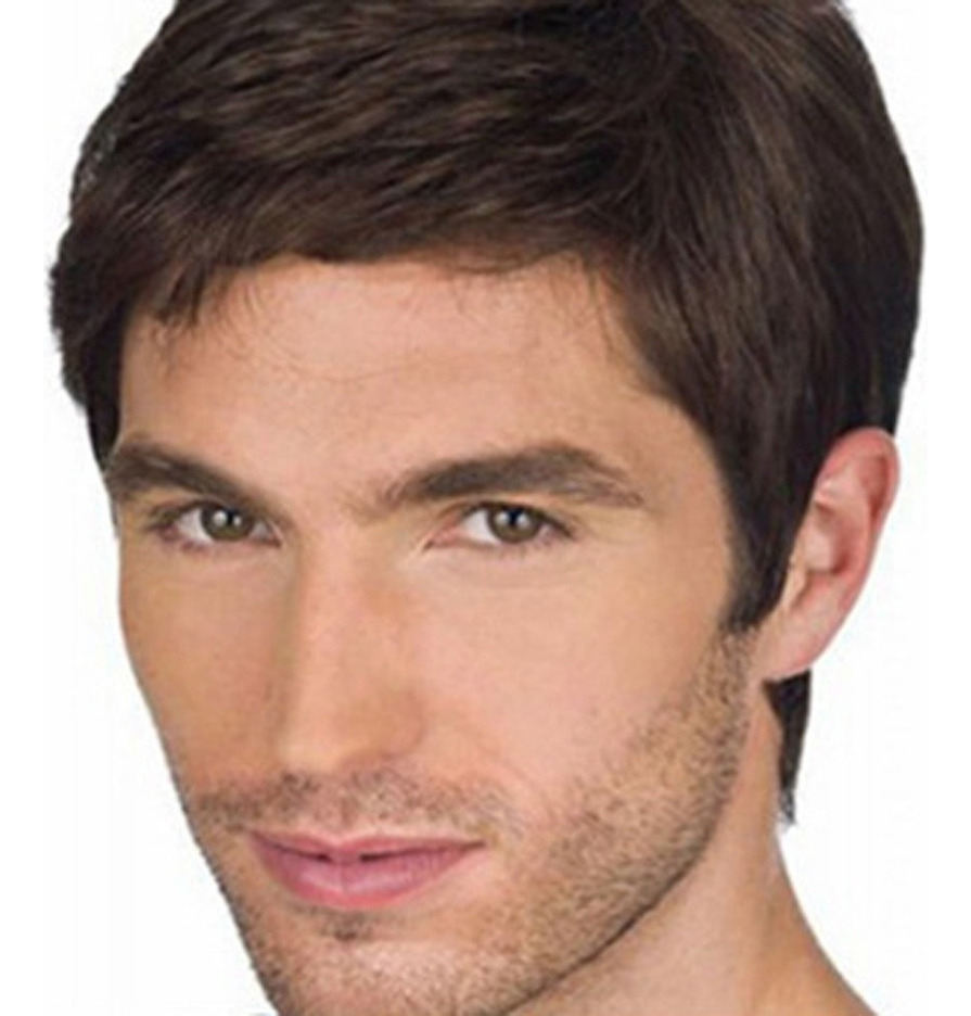 Peruca Masculina Curta, Cabelo Liso, Perucas Sintéticas, Fre - Imagem 9