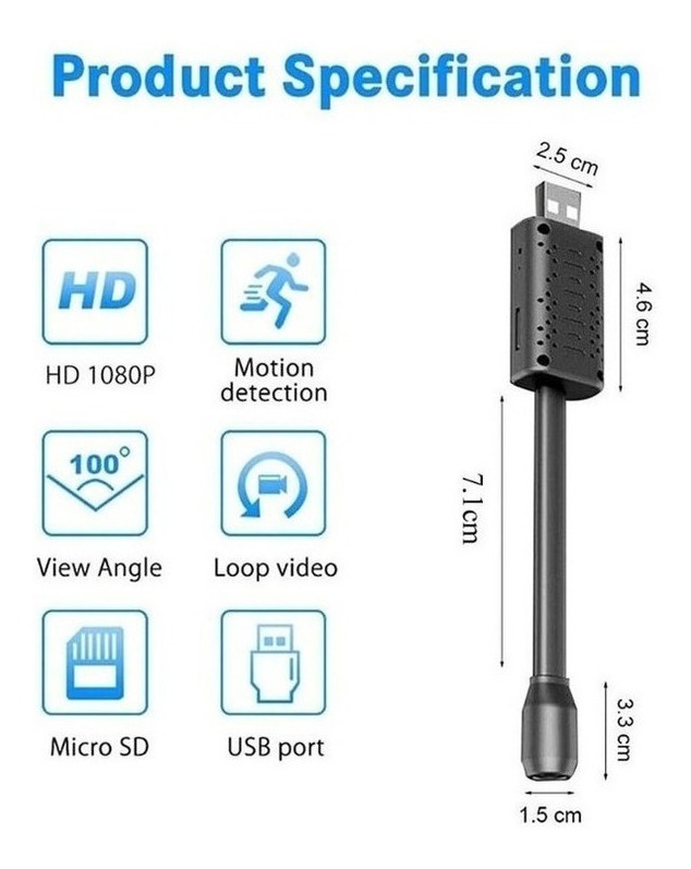 Mini Câmera Hidden Usb Wifi Spy Gravando Áudio Discreto Vid - Imagem 8