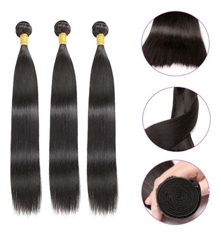 Aplique Cabelo Liso Com Natural Humano Brasileiro 3pcs 50cm