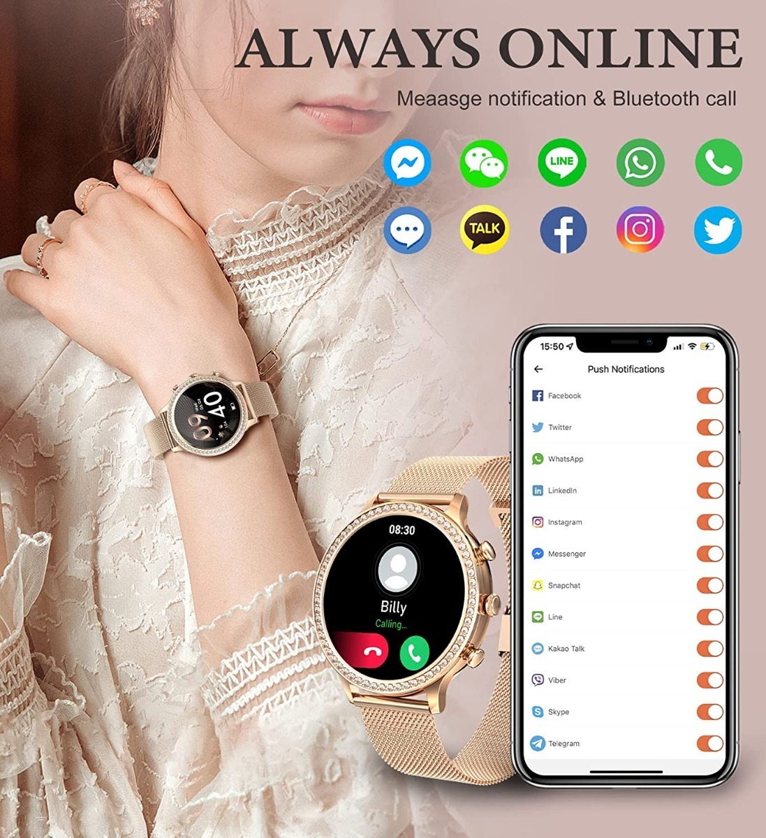 Relógios Inteligentes Para Mulheres Fitness Tracker - Imagem 4