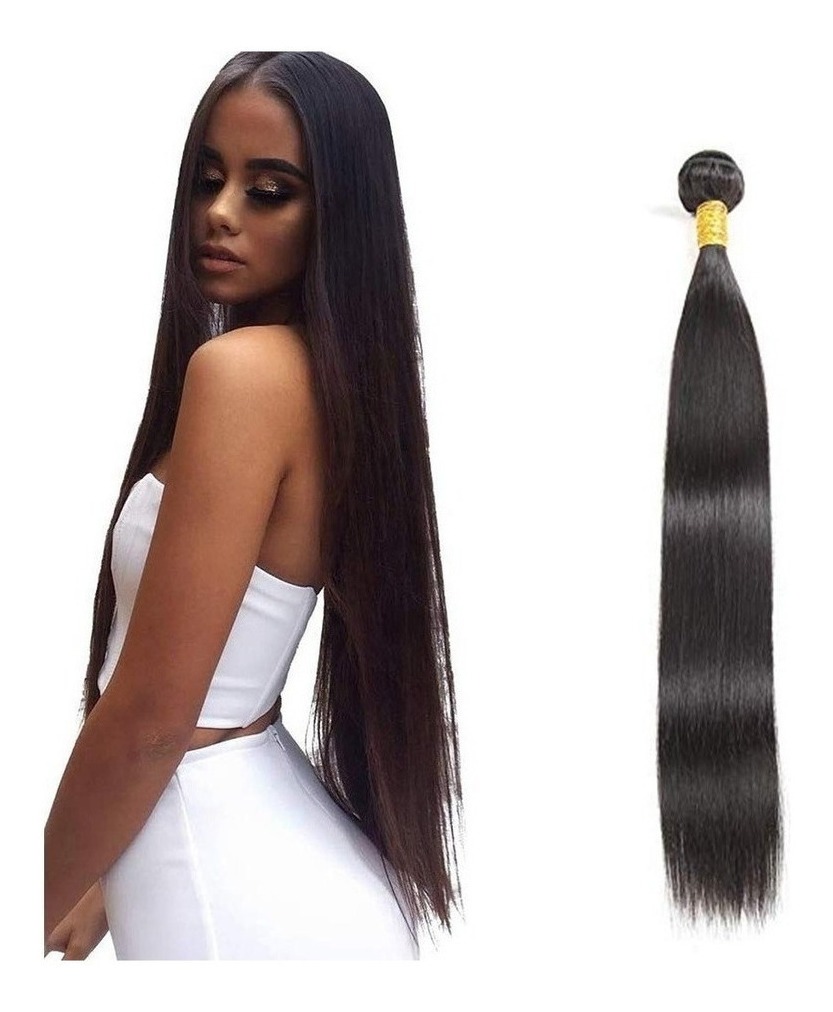 Aplique Cabelo Liso Com Natural Humano Brasileiro 3pcs 50cm - Imagem 2