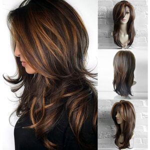 Perucas Cabelo Encaracolado Misturado Cores Sintécos 65cm