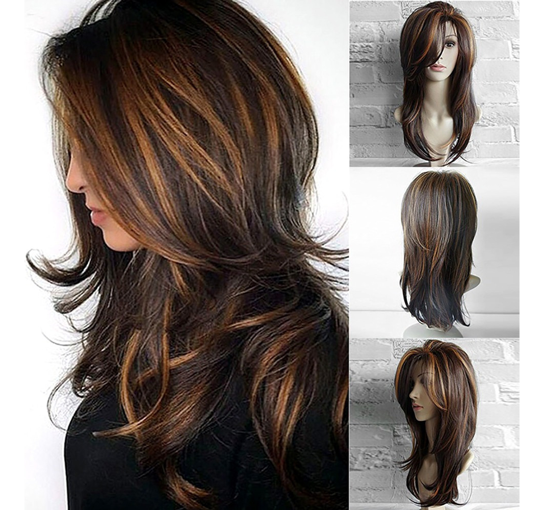 Perucas Cabelo Encaracolado Misturado Cores Sintécos 65cm