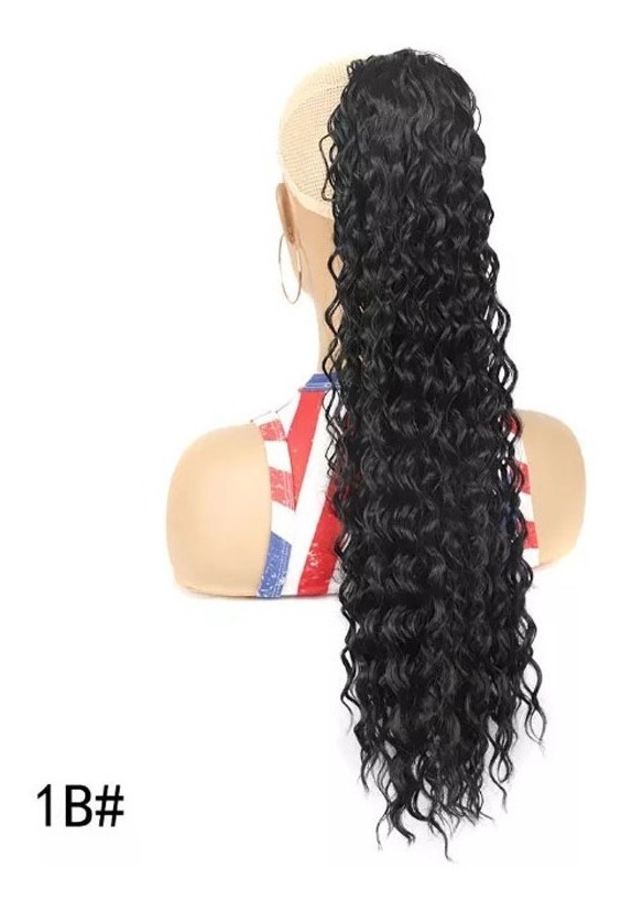 Peruca De Cabelo Humano Natural Cacheado Rabo De Cavalo
