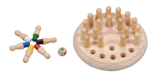 Jogo De Memória De Xadrez De Cor De Madeira Para Crianças - Imagem 2