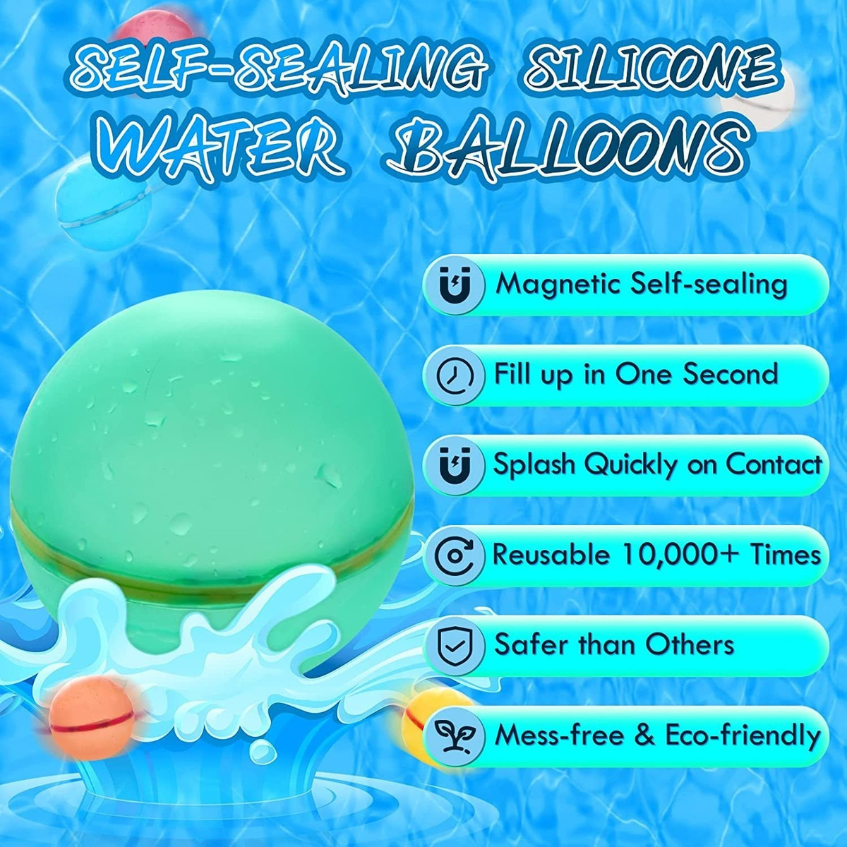 24 Peças Bolas De Água De Silicone Magnético Reutilizáveis - Imagem 3