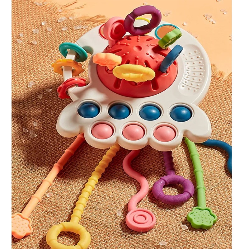 Brinquedo Sensorial De Bebê 4 Em 1 Com Cordão - Imagem 8