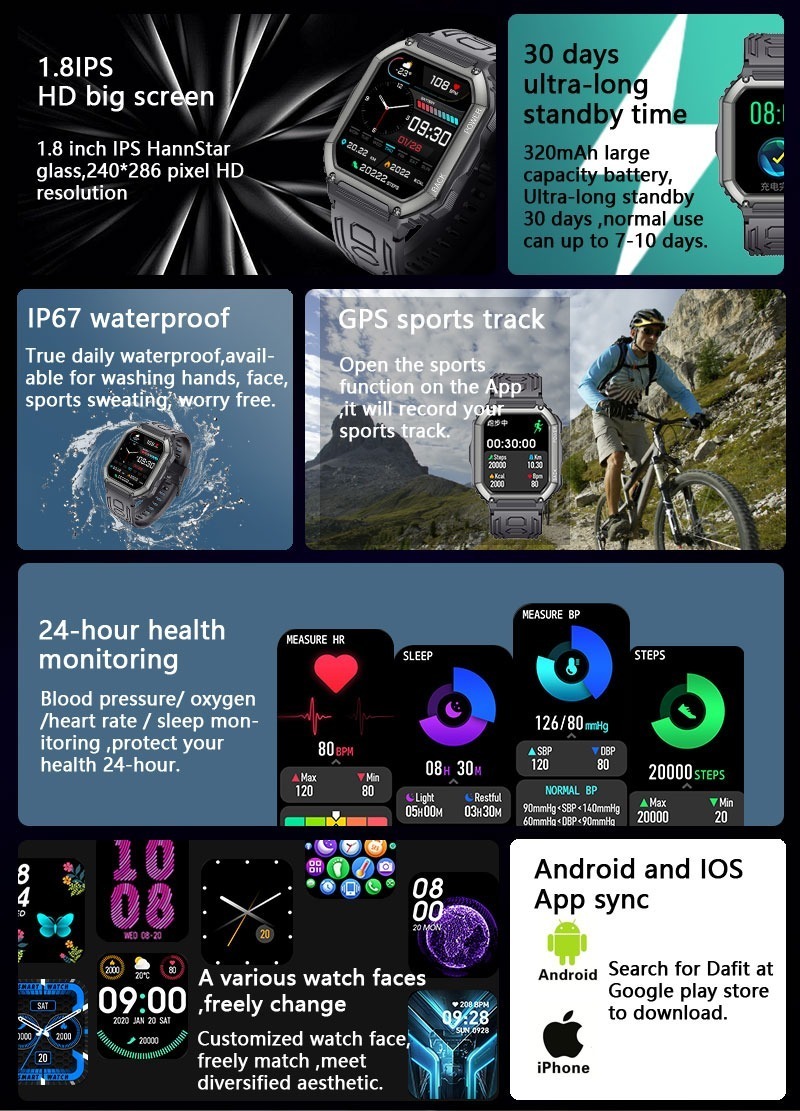 Smartwatch Homens Chamando Música Esportes Fitness - Imagem 2