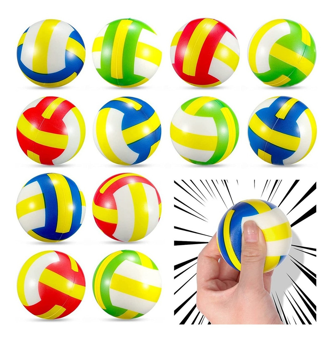 12 Peças De Mini Bolas De Estresse De Voleibol, Espuma, Espo - Imagem 2
