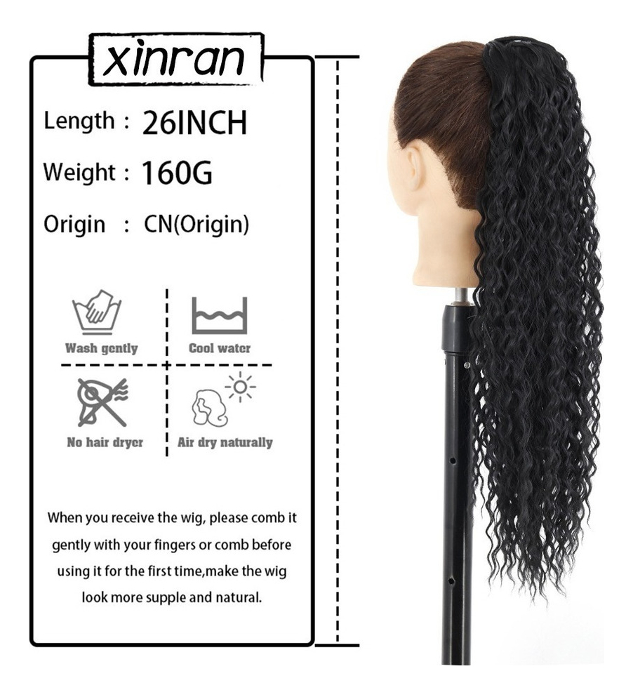 60cm Peruca Longa Cacheada De Cabeça Africana Wig - Imagem 8