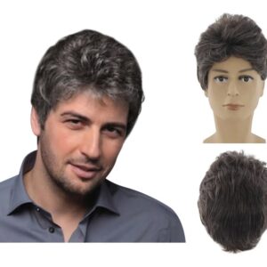 Peruca Curta Sintética Marrom Masculina Natural Da Moda