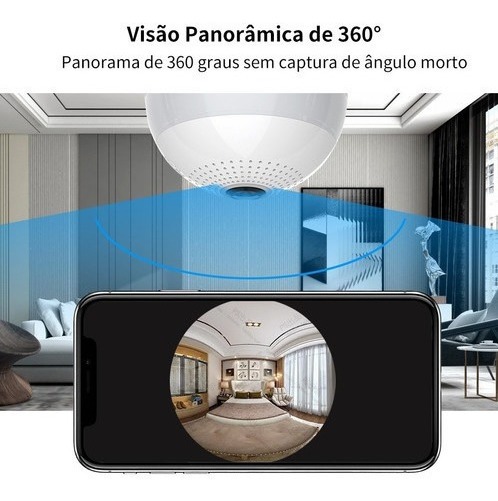 Camera Ip Lampada Segurança 360 Visão Noturna Espia Wifi Hd - Imagem 5