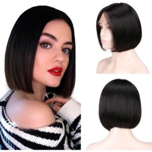 Peruca Natural Cabelo Humano Curto Bob Suave 25cm A