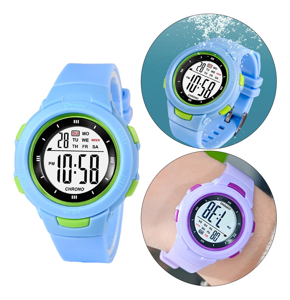 Meninos Girls Digital Watch Electro Impermeável Ao Ar Livre - Imagem 32