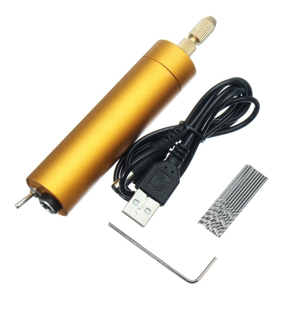5v Dc Mini Alumínio Motor Elétrico Mão Broca + 10pcs Torção