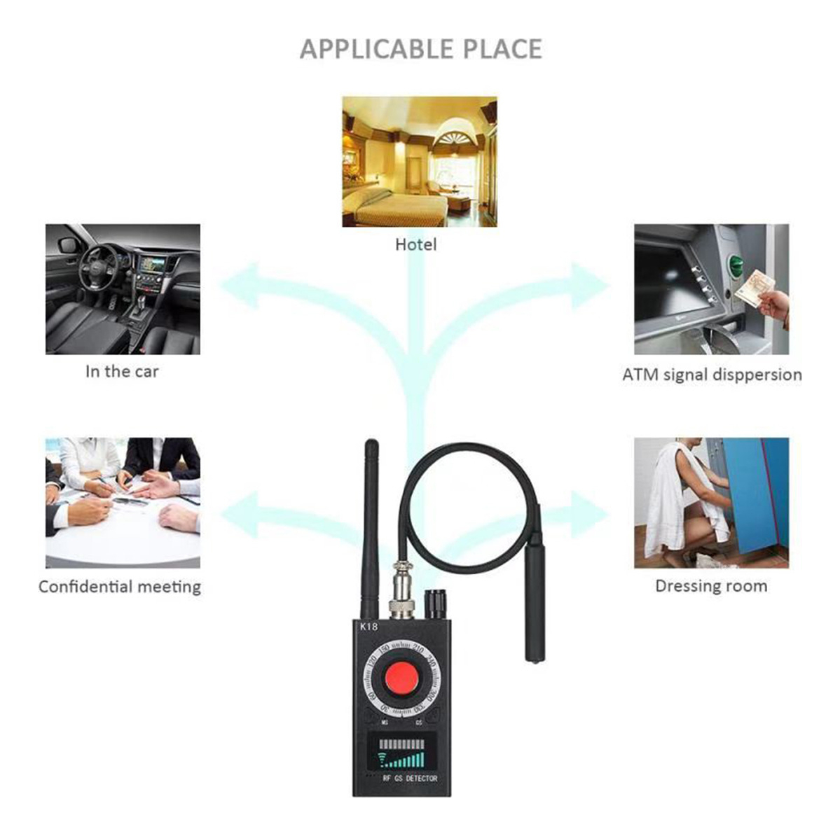 Detector Gps Detector De Sinal Rf Oculto Black Eu Plug - Imagem 4
