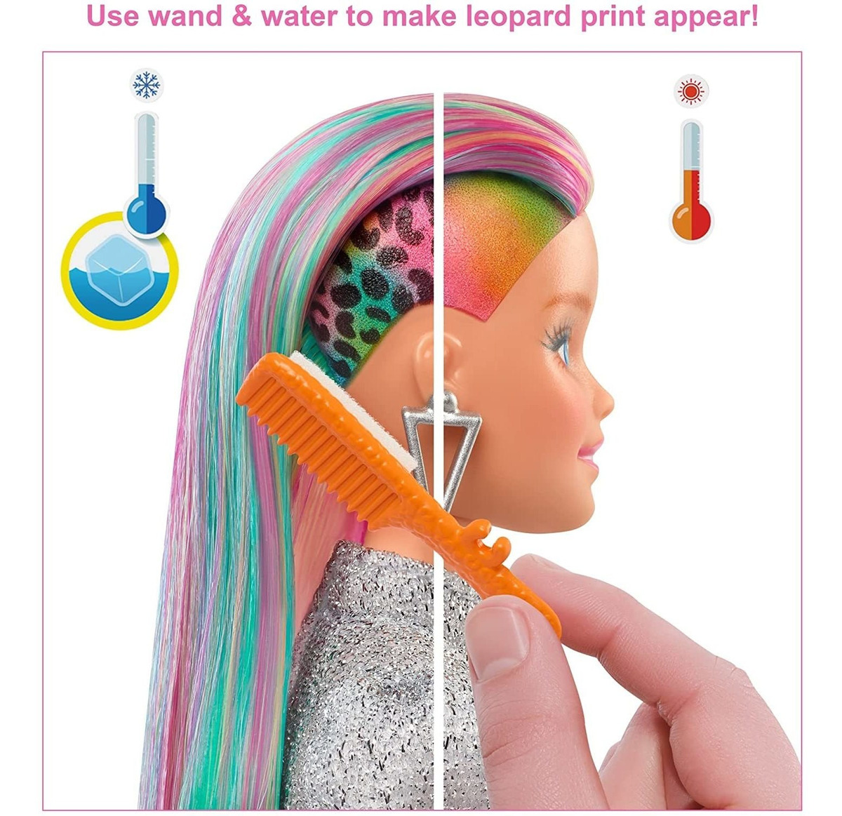 Boneca Barbie Rainbow Leopard Com Cabelo Que Muda De Cor - Imagem 8