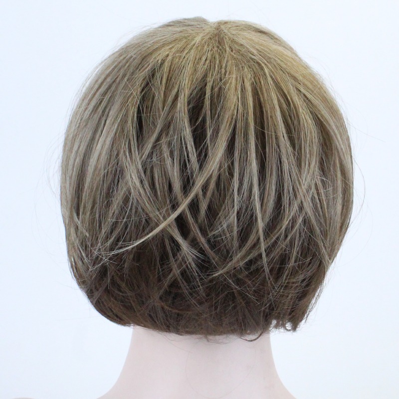 Peruca Fofa De Cabelo Curto Feminino Com Cabelo Loiro Misto - Imagem 5