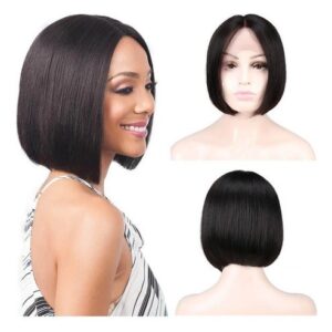 Peruca Natural Cabelo Humano Curto Bob Liso 25cm