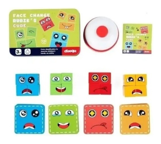 Conjunto De Blocos De Construção De Emoji De Madeira Toy D