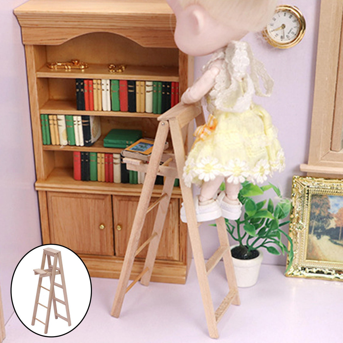 Dollhouse Miniatura Escada Dobrável Brinquedos Infantis - Imagem 8