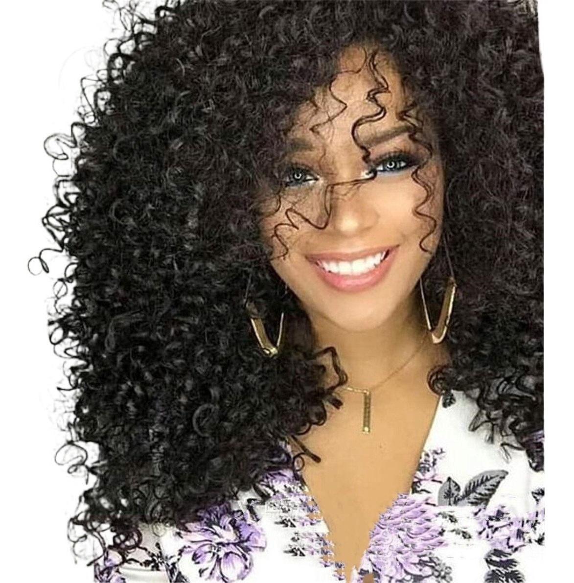 Peruca Feminina Preta Natural Curly Burst